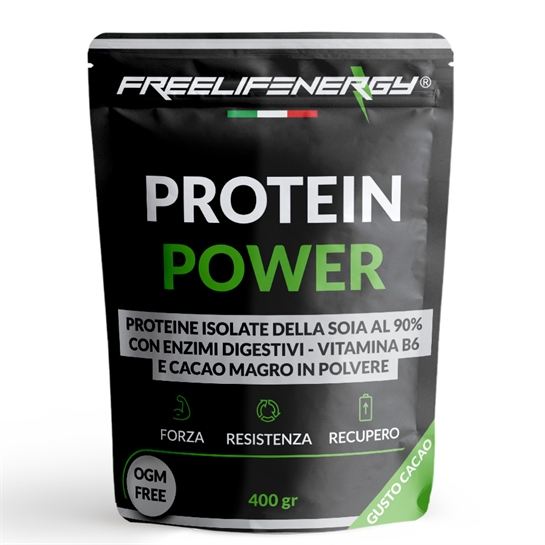 Protein Power Cacao - Proteine isolate della soia al 90% - 400 gr